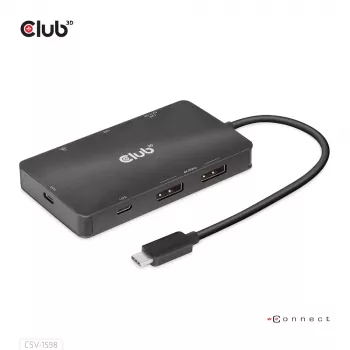 CLUB3D USB Gen2 Type-C naar Dual DisplayPort 4k60Hz 7-in-1 HUB