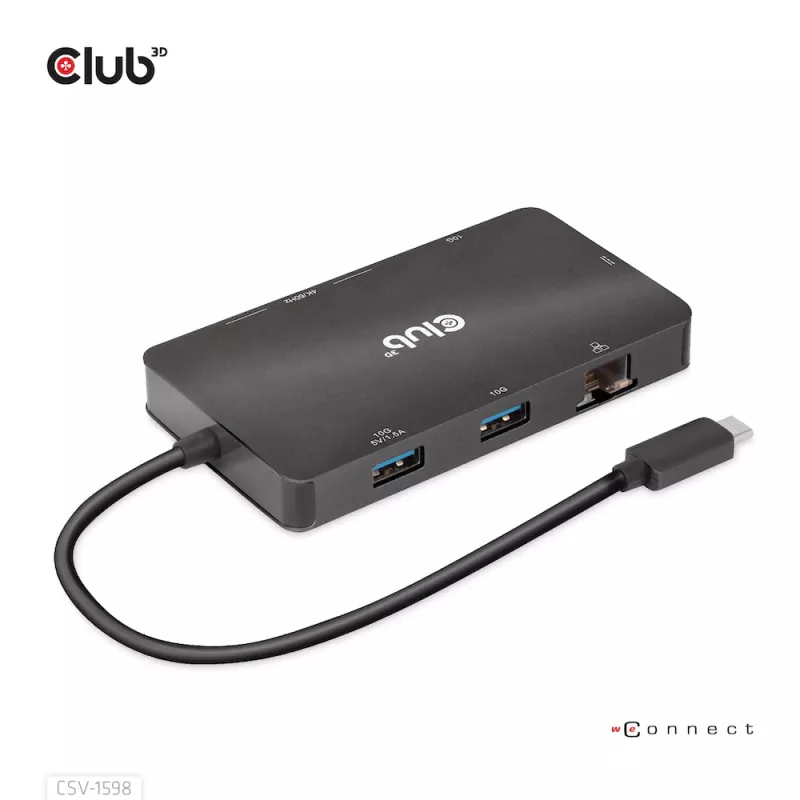 CLUB3D USB Gen2 Type-C naar Dual DisplayPort 4k60Hz 7-in-1 HUB