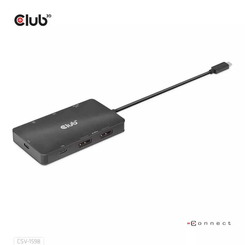 CLUB3D USB Gen2 Type-C naar Dual DisplayPort 4k60Hz 7-in-1 HUB