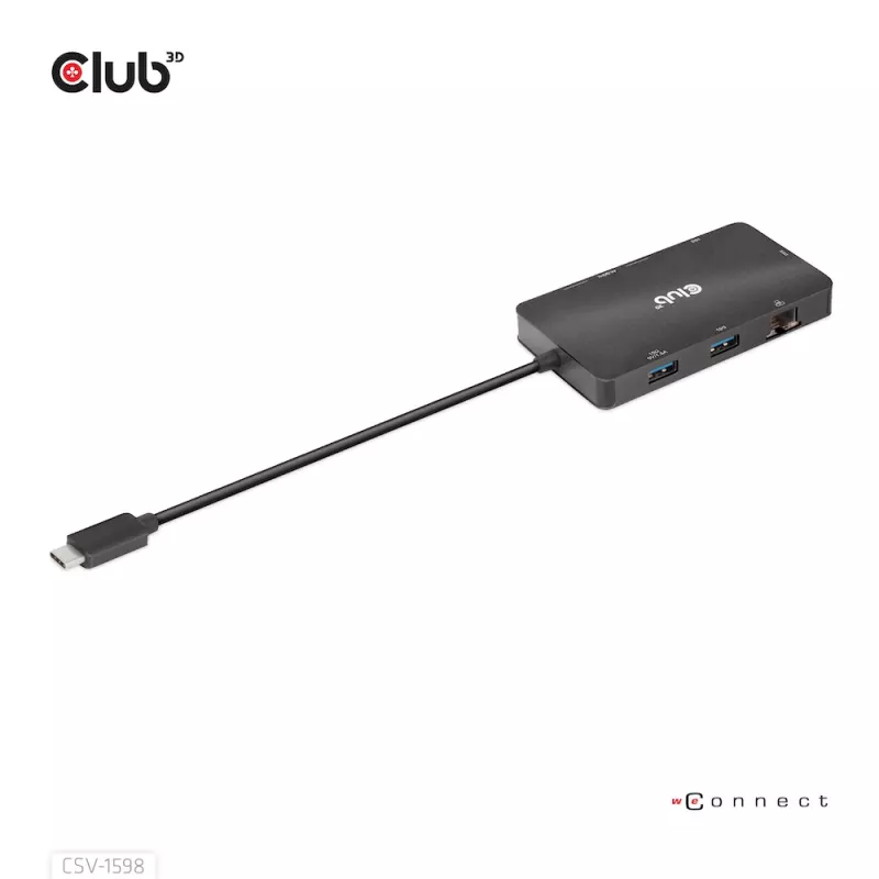 CLUB3D USB Gen2 Type-C naar Dual DisplayPort 4k60Hz 7-in-1 HUB