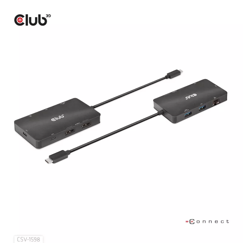 CLUB3D USB Gen2 Type-C naar Dual DisplayPort 4k60Hz 7-in-1 HUB