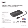 CLUB3D USB Gen2 Type-C naar Dual DisplayPort 4k60Hz 7-in-1 HUB