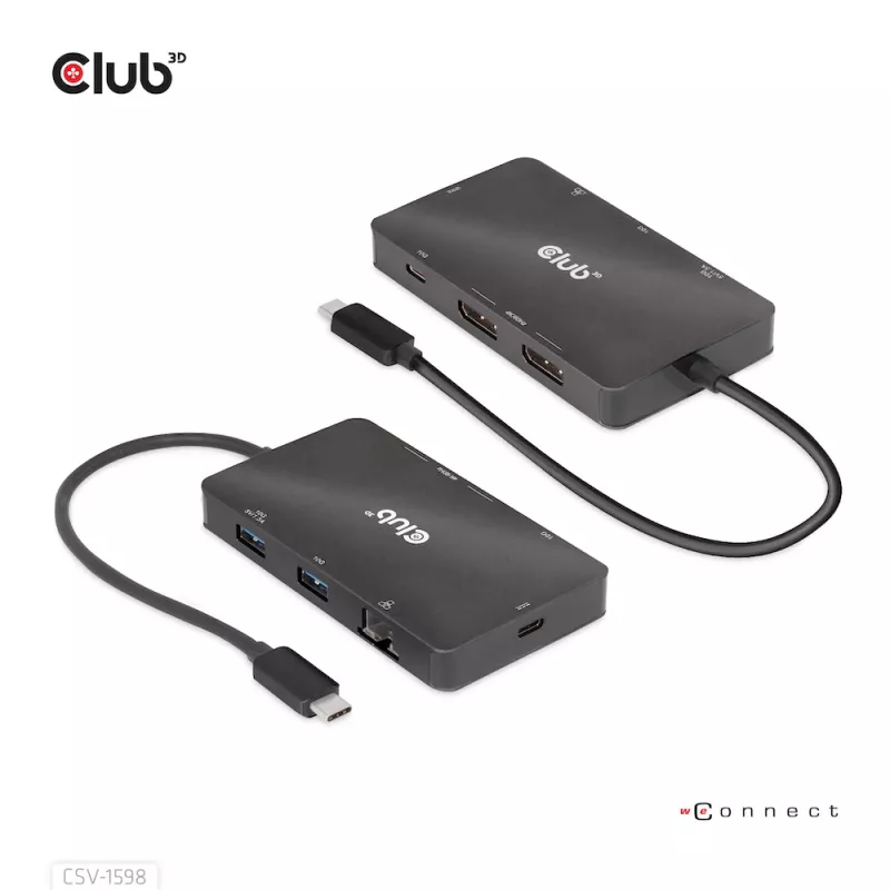 CLUB3D USB Gen2 Type-C naar Dual DisplayPort 4k60Hz 7-in-1 HUB