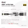 Club 3D CAC-1712 HDMI-naar-VGA-kabel M/M met Micro-USB-voeding en 3,5 mm-audio, 2 m (6,56 ft), 28AWG