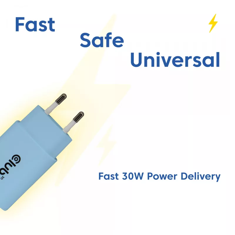 CLUB3D 2-pack USB-C-oplader 30 watt wit, binnen, AC, blauw