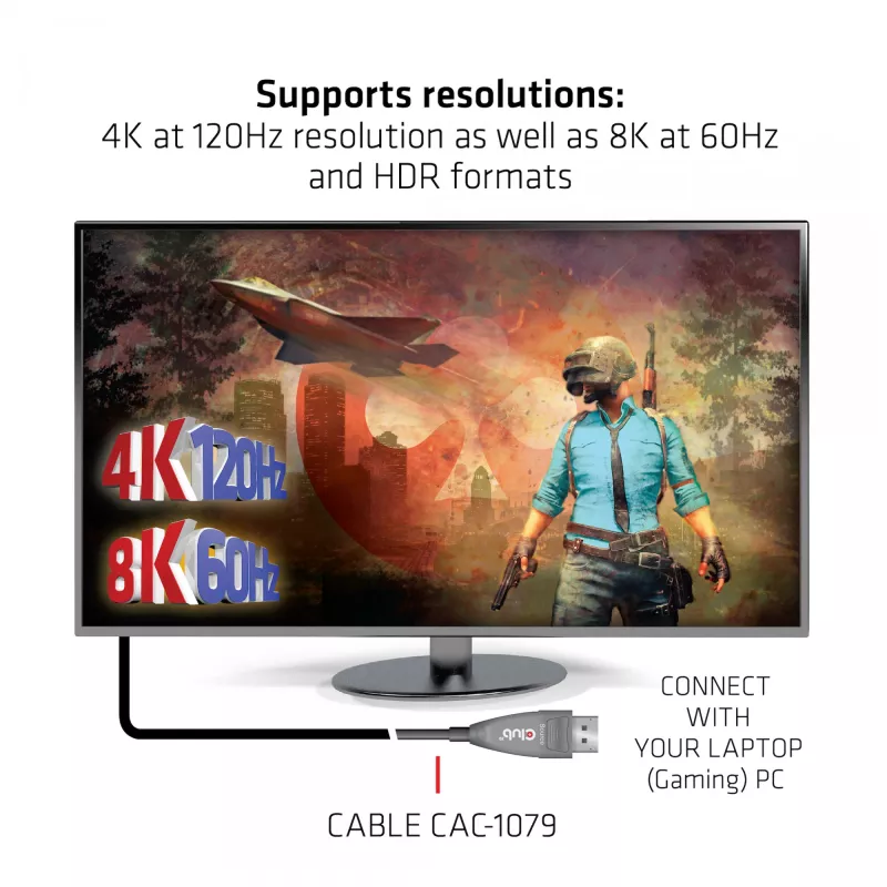 CLUB3D DisplayPort 1.4 Active Optical Cable unidirectioneel 4K120Hz 8K60Hz M/M 20m/65.62ft