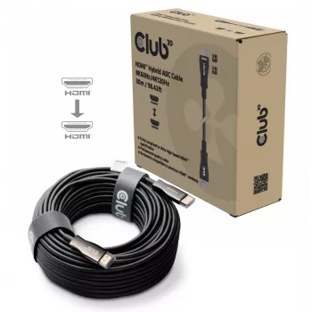 CLUB3D HDMI™ Hybrid AOC kabel 8K60Hz/4K120Hz 30m / 98,42 ft, 30 m, HDMI type A (standaard), HDMI type A (standaard), 48 Gbit/s, zwart