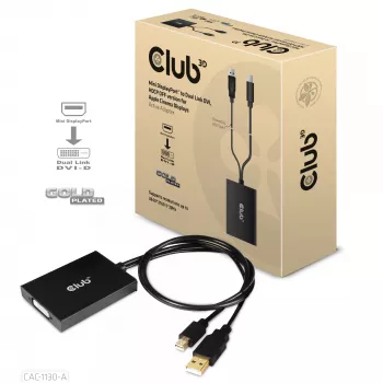 CLUB3D Mini DisplayPort naar Dual Link DVI, HDCP OFF versie voor Apple Cinema Displays actieve adapter