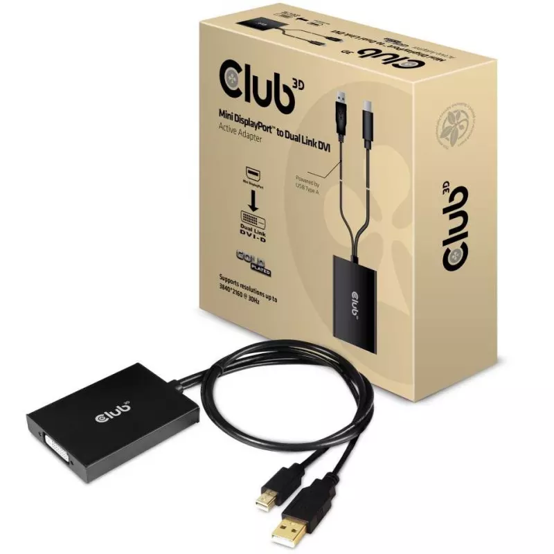 Actieve adapter MiniDisplayPort 1.2a naar Dual Link DVI-D CLUB3D CAC-1130