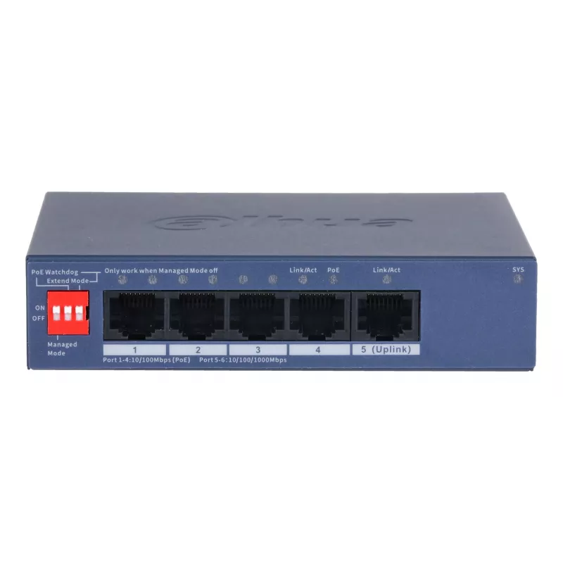 Dahua Technology CS4005-4ET1GT-36 netwerkswitch managed L2 Gigabit Ethernet (10/100/1000) Power over Ethernet (PoE) blauw