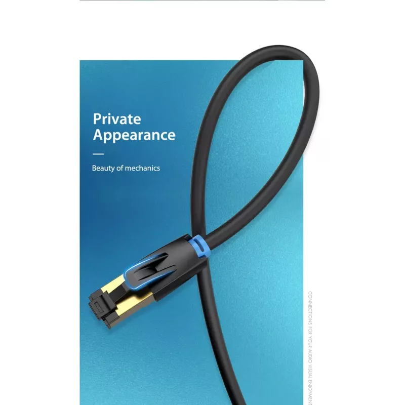Vention Cat.8 SFTP-patchkabel 0,5 m zwart RJ-45 goudcoating