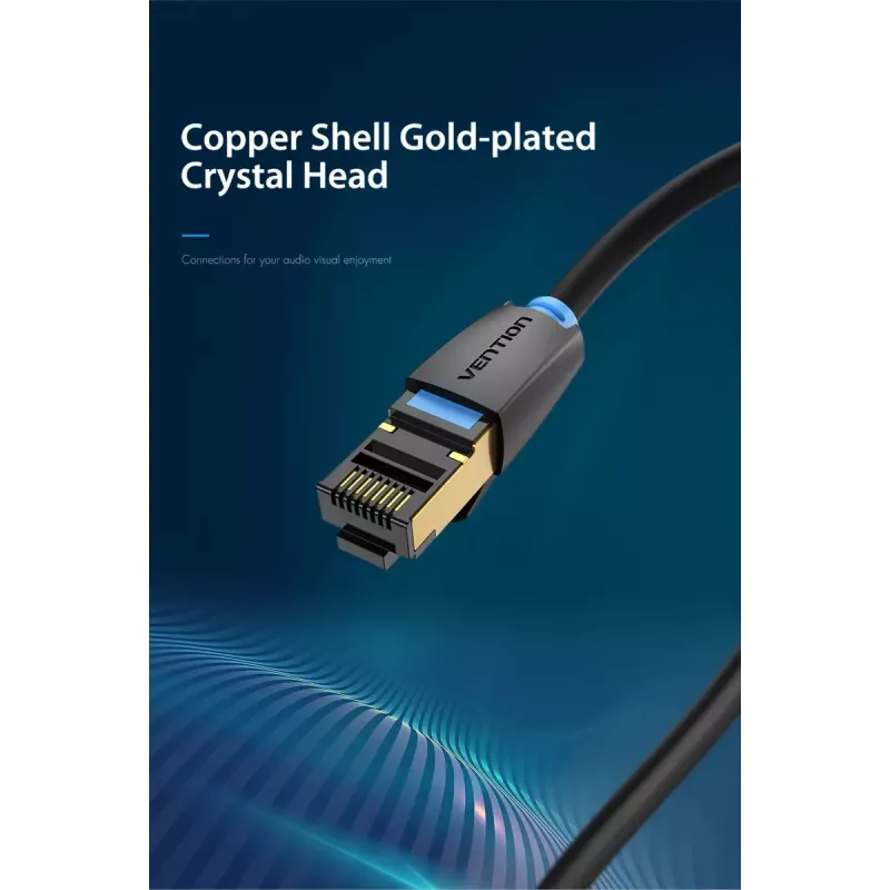 Vention Cat.8 SFTP-patchkabel 0,5 m zwart RJ-45 goudcoating