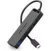 Vention TGKBB 5-in-1 USB-C-hub, 4x USB 3.0, Micro-USB-voedingsingang, 5 Gbps, 0,15 m, zwart