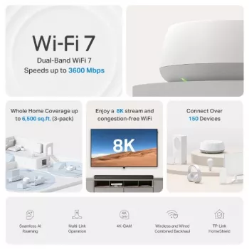 TP-Link DECO BE22(1-PACK) mesh-wifisysteem dualband (2,4 GHz / 5 GHz) Wi-Fi 7 (802.11be) wit 2 interne