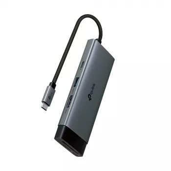 USB Type-C-hub TP-Link UH7021C — HDMI, USB 3.2 Gen1, USB 2.0, SD/microSD, 5000 Mbit/s, aluminium zwart