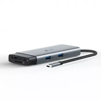 USB Type-C-hub TP-Link UH7021C — HDMI, USB 3.2 Gen1, USB 2.0, SD/microSD, 5000 Mbit/s, aluminium zwart