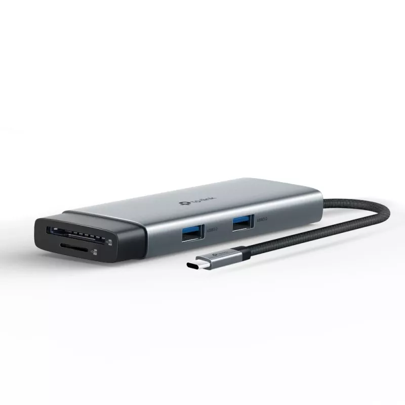 USB Type-C-hub TP-Link UH7021C — HDMI, USB 3.2 Gen1, USB 2.0, SD/microSD, 5000 Mbit/s, aluminium zwart