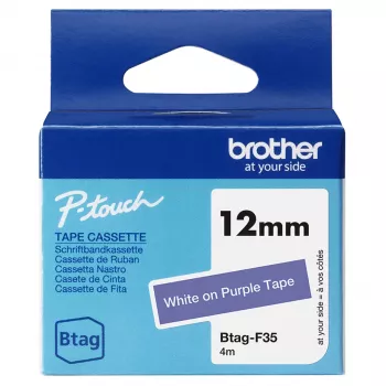 Labelband Brother BTAG-F31 zwart op lila 1,2 cm 4 m