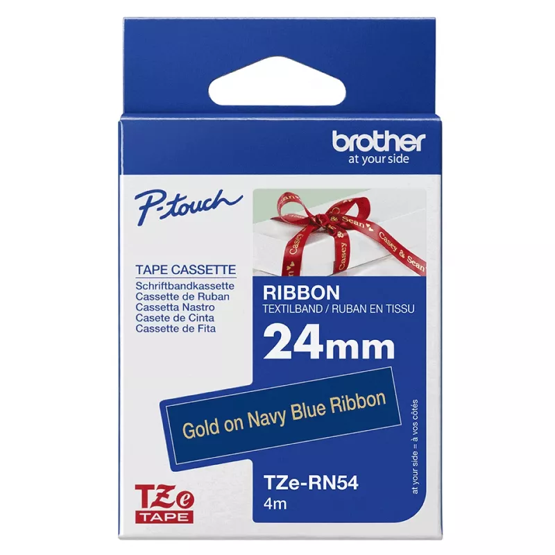 Brother TZE-RN54 labelband goud op marineblauw
