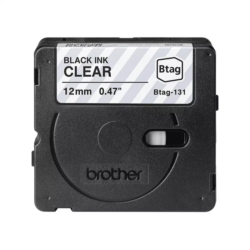 Labelband Brother BTAG-131 zwart op transparant 1,2 cm 4 m