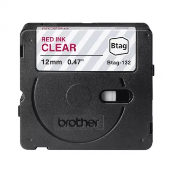 Labelband Brother BTAG-132 rood op transparant 1,2 cm 4 m