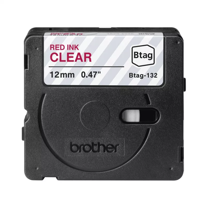 Labelband Brother BTAG-132 rood op transparant 1,2 cm 4 m