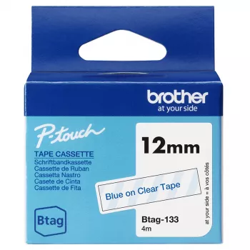 Brother BTAG-133 labelband blauw op transparant