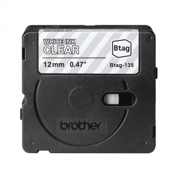 Labelband Brother BTAG-135 wit op transparant 1,2 cm 4 m