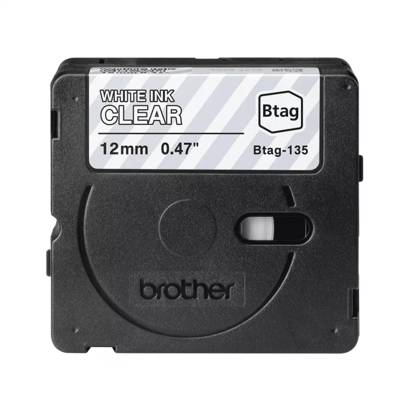 Labelband Brother BTAG-135 wit op transparant 1,2 cm 4 m