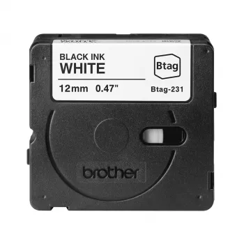 Brother BTAG-231 labelband zwart op wit 1,2 cm 4 m