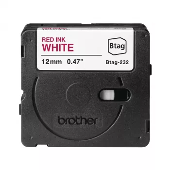Labelband Brother BTAG-232 rood op wit 1,2 cm 4 m