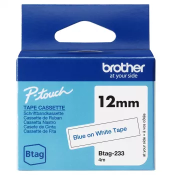 Brother BTAG-233 labelband blauw op wit