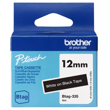 Labelband Brother BTAG-335 wit op zwart 1,2 cm 4 m