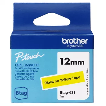 Labelband Brother BTAG-631 zwart op geel 1,2 cm 4 m