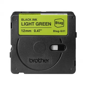 Brother BTAG-G31 labelband zwart op groen 1,2 cm 4 m