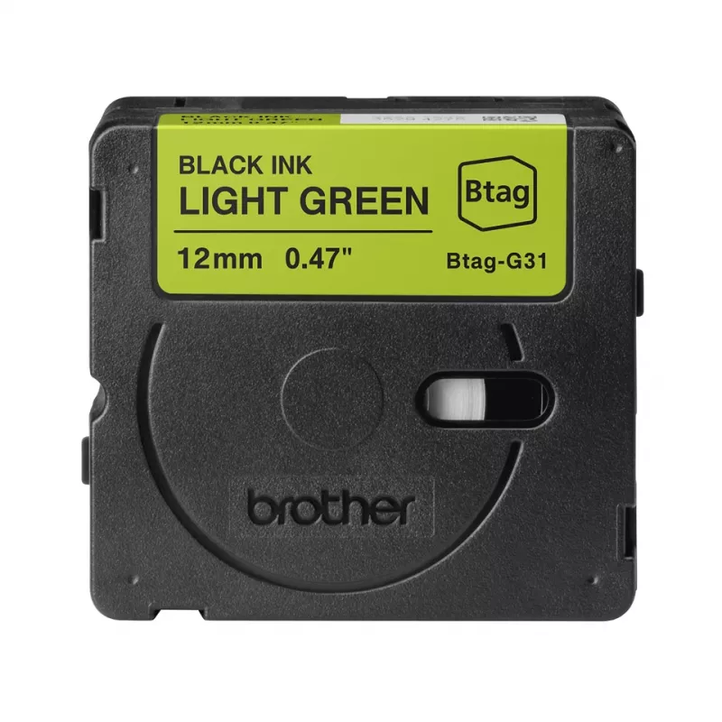 Brother BTAG-G31 labelband zwart op groen 1,2 cm 4 m