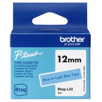 Labelband Brother BTAG-L33 blauw op lichtblauw 1,2 cm 4 m