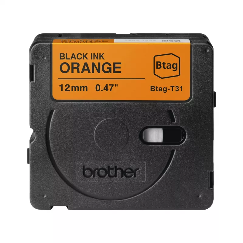 Labelband Brother BTAG-T31 zwart op oranje 1,2 cm 4 m