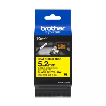 Printerband Brother HSE-211E zwart 5,2 mm x 1,5 m
