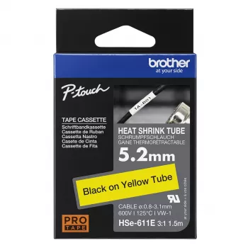 Printerband Brother HSE-211E zwart 5,2 mm x 1,5 m