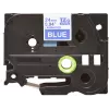 Gelamineerd lint Brother TZe555 24 mm wit op blauw