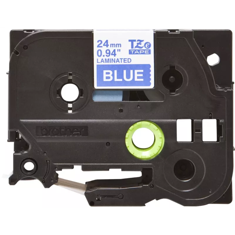 Gelamineerd lint Brother TZe555 24 mm wit op blauw