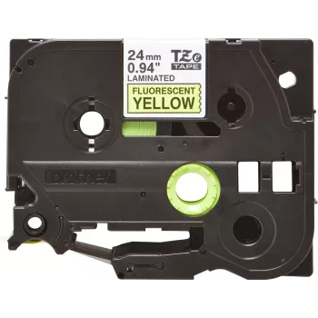 Brother laminaatband TZe zwart op fluorescerend geel 2,4 cm 5 m