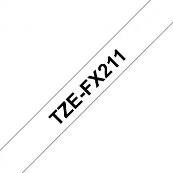 Gelamineerd lint Brother TZEFX211 zwart op wit 6 mm