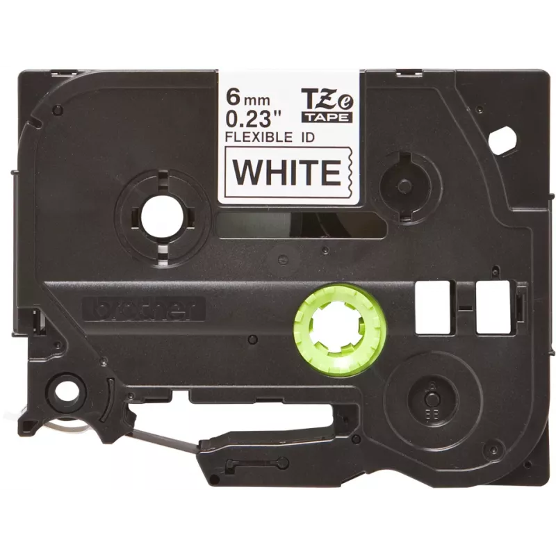 Gelamineerd lint Brother TZEFX211 zwart op wit 6 mm