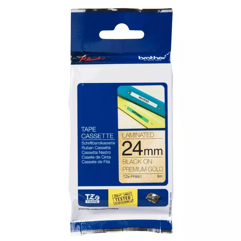 Brother TZE-PR851 labelband zwart op goud