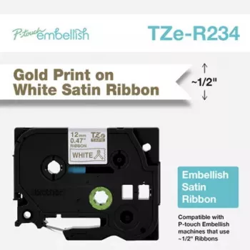 Brother TZE-R234 labelband goud op wit