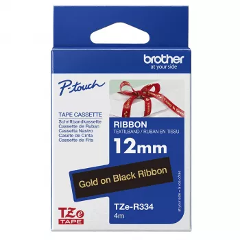 Brother TZE-R334 labelband goud op zwart