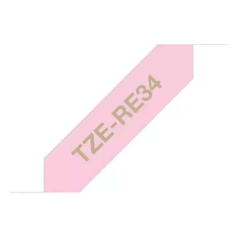 Brother TZE-RE34 etiketteerband goud op roze