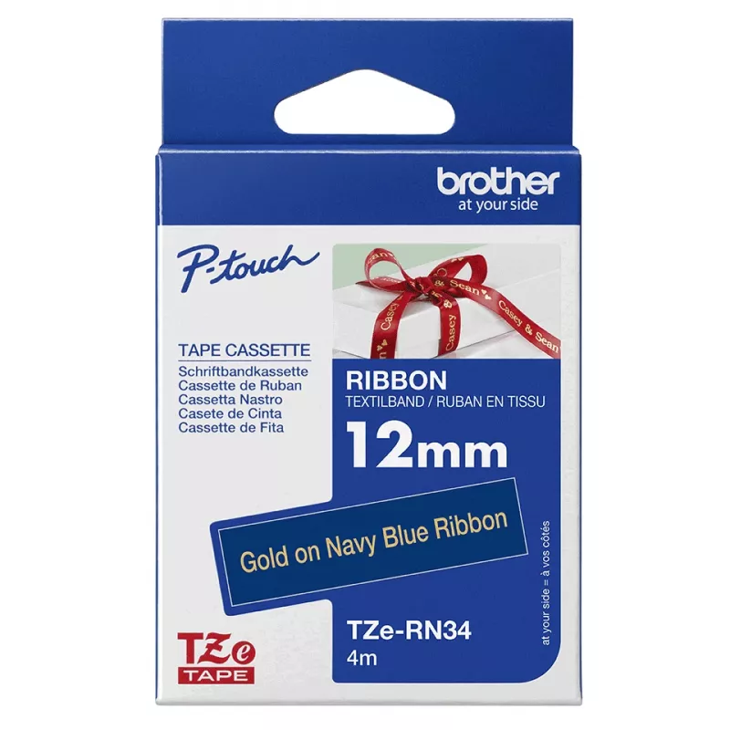Brother TZE-RN34 labelband goud op marineblauw
